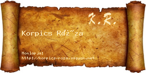 Korpics Róza névjegykártya