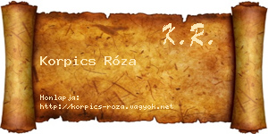 Korpics Róza névjegykártya